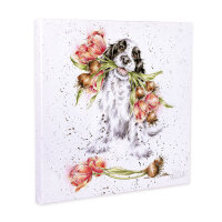 Wrendale Designs Canvas Hund &amp; Blumen 20 x 20 cm
